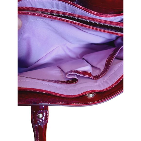 Liz Claiborne Red Reptile Shoulder Bag Button Closure - Picture 9 of 9